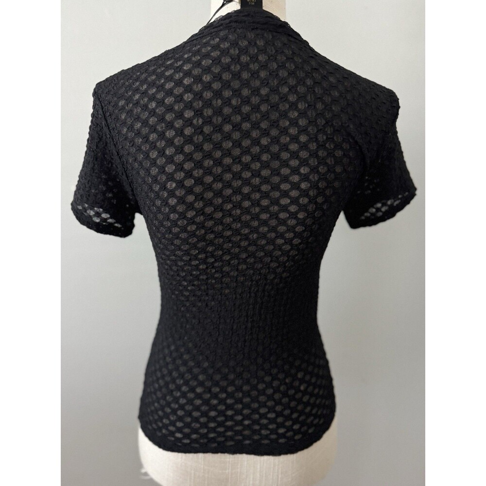 NEW House of Harlow 1960 Semi-Sheer Black Short Sleeve T-Shirt Size Small - Picture 3 of 7